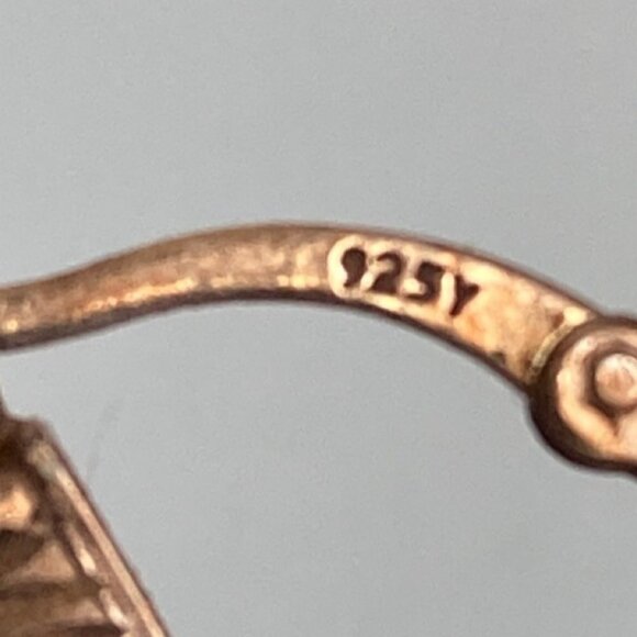 Gold Vermeil Sterling Silver Hoop Earrings Etched Textured 2.9 grams Classic - Picture 4 of 8